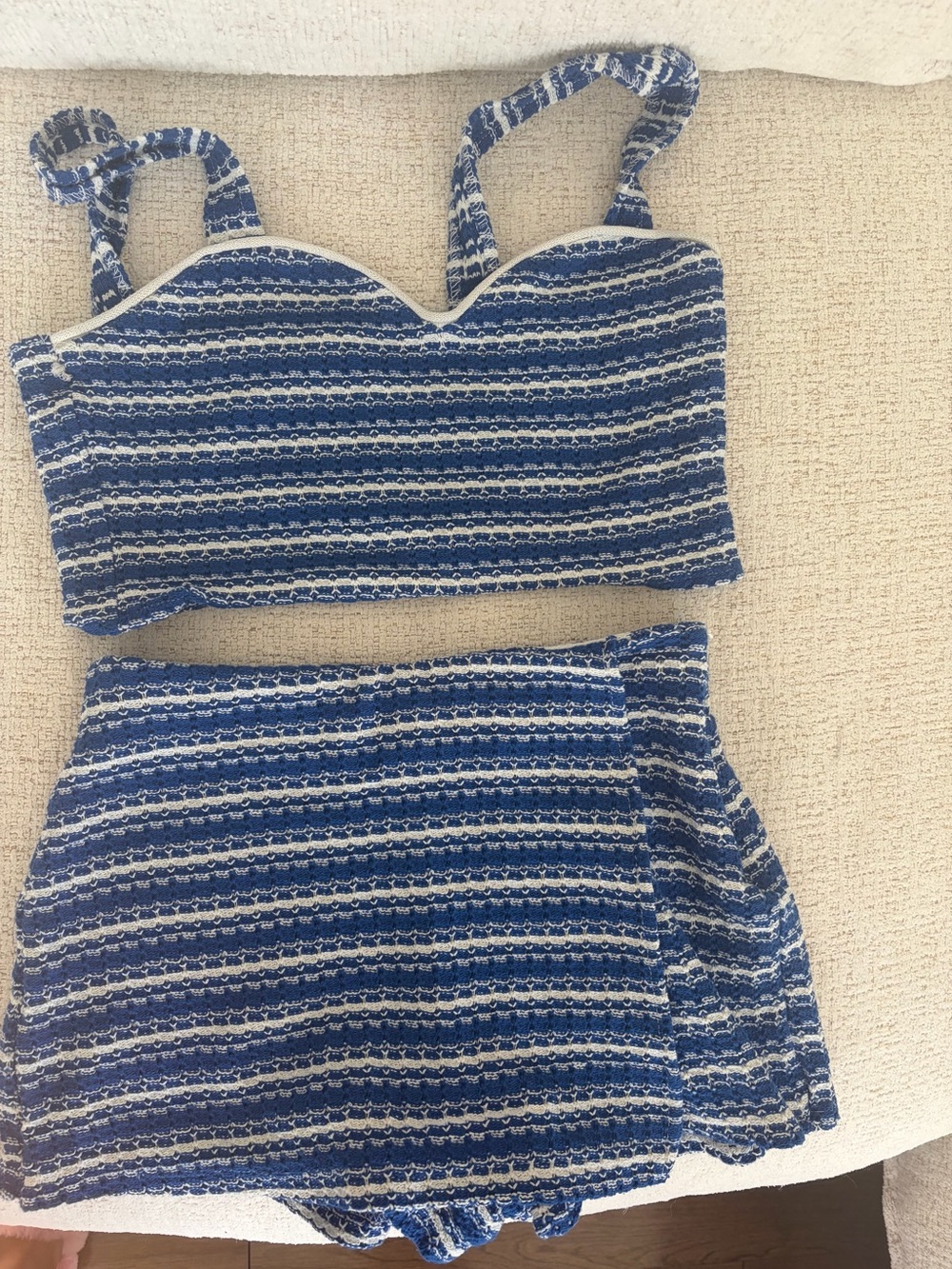 Zara Blue and White Striped Skirt Set